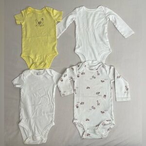 Carters Baby Boy 12 Months Lot Of 4 Summer Clothes  Bodysuits Used